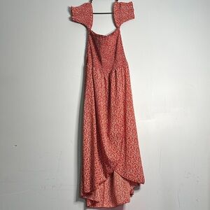 SHEIN Red Backless Floral Dress